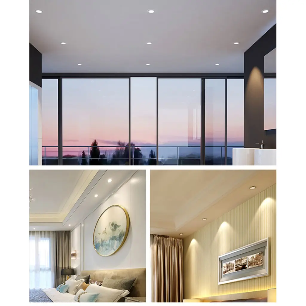 Electrician installing new LED downlights in a ceiling