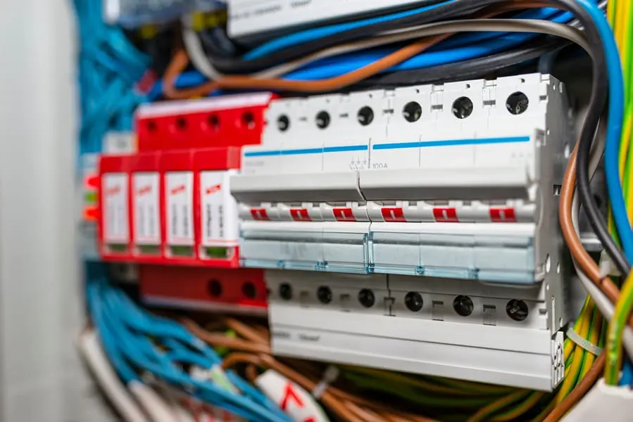 Residential switchboard with safety switches installed